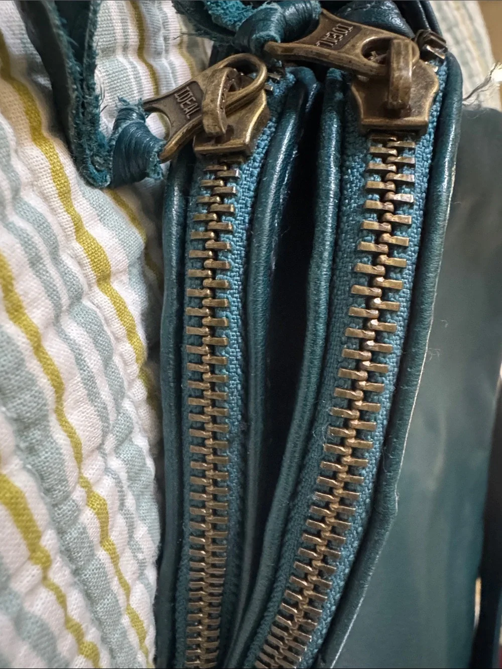 Leather Crossbody Bag in Teal with Adjustable Strap